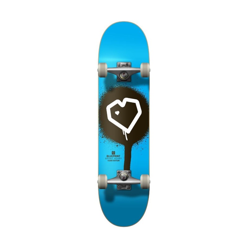 Blueprint Spray Heart Complete Skateboard Blue 7"