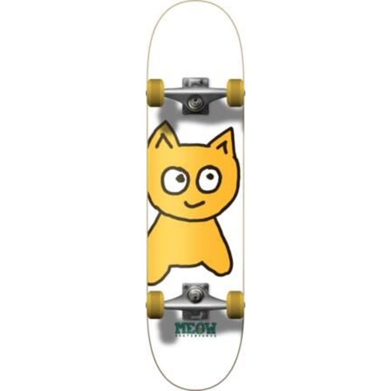 Meow Big Cat Complete Skateboard White 8"