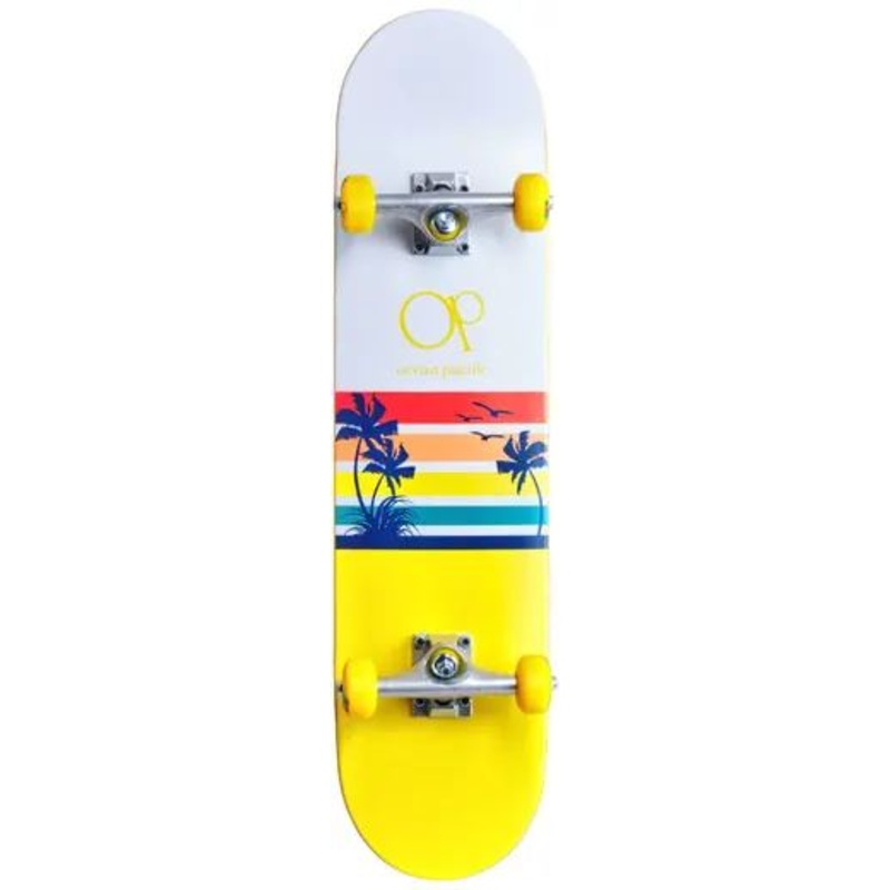 Ocean Pacific Sunset Park/Street Complete Skateboard White/Yellow 31.7" 7.75"