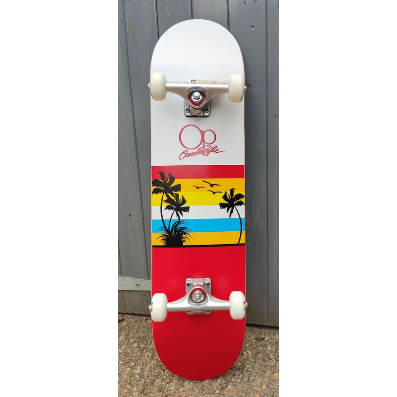 Ocean Pacific Sunset Red/White Complete Skateboard 32" x 8"