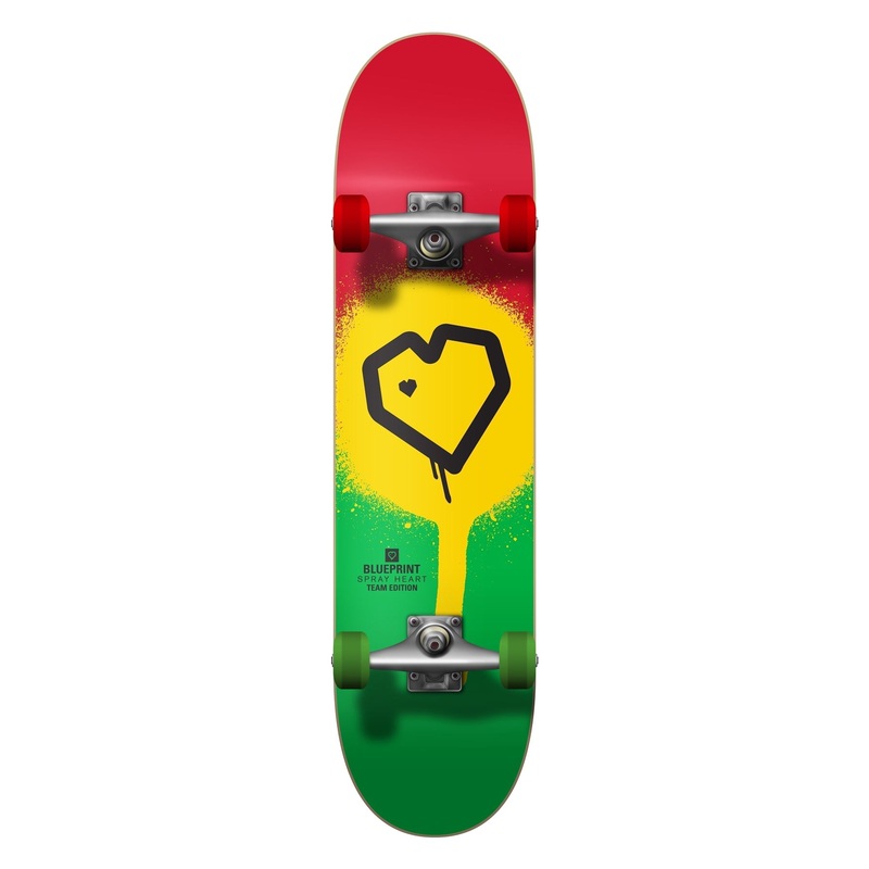 Blueprint x Tensor Spray Heart Rasta Complete Skateboard - 8.0"