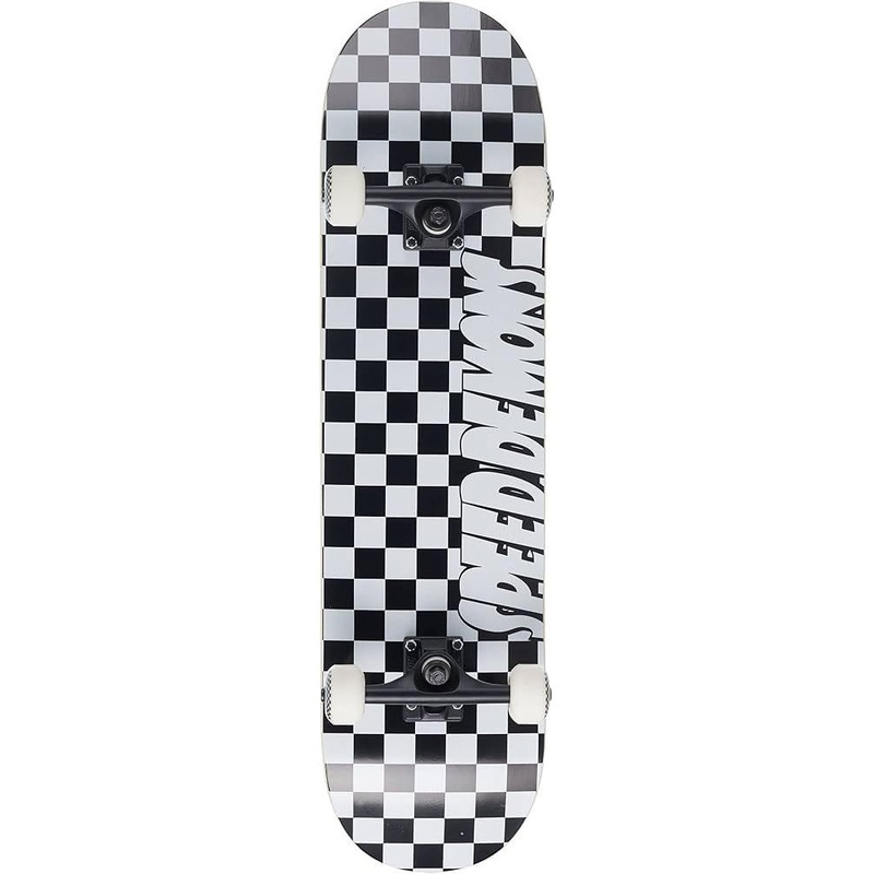 Speed Demons Checkers Soft Top Black/White Complete Skateboard - 7.25"