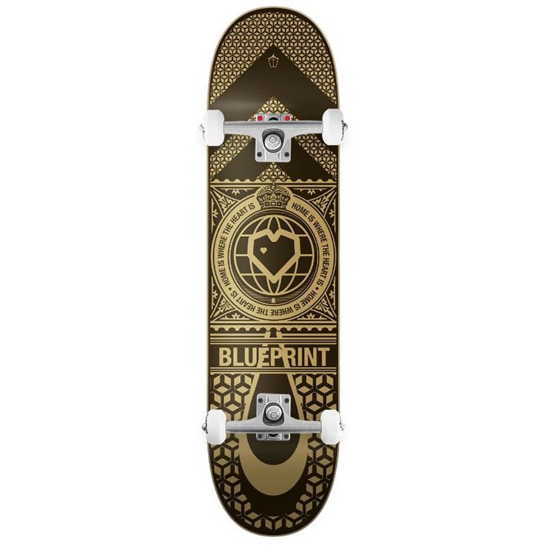 Blueprint Home Heart Black/Gold x Venom Custom Complete Skateboard - 8.125"