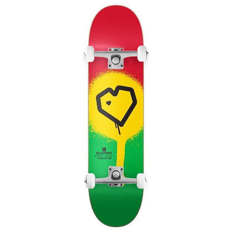 Blueprint Spray Heart Rasta x Venom Custom Complete Skateboard - 8.0"