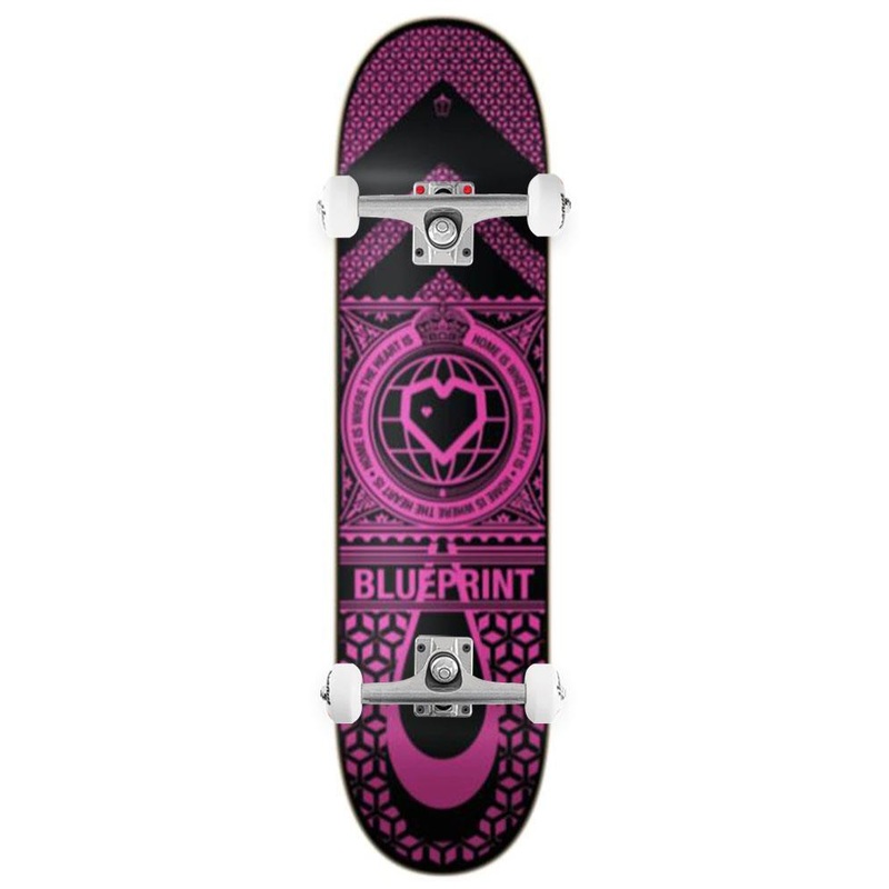 Blueprint Home Heart Black/Pink x Venom Skateboards Core Custom Complete Skateboard - 7.875
