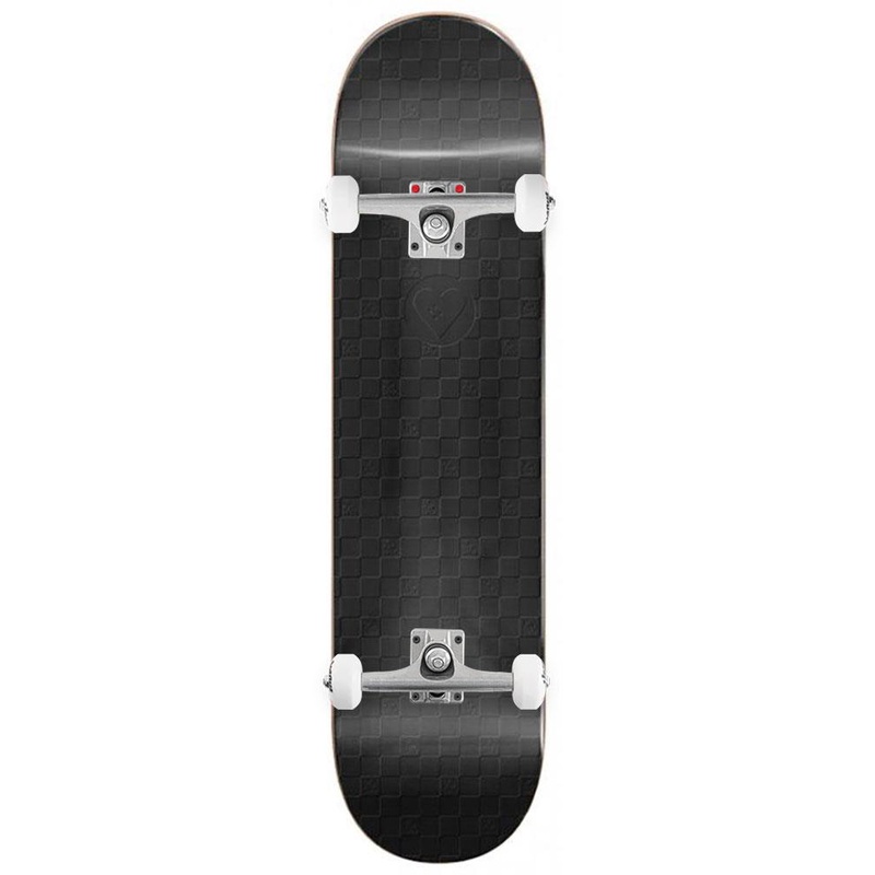 The Heart Supply Cosmic Checkboard Pearlescent Black With Embossed Art s x Venom Custom Complete Skateboard - 8.25"